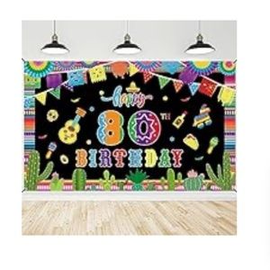 80th XL Birthday Fiesta Mexican Banner Indoor Outdoor Celebration